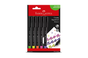 KIT CANETA SUPERSOFT PEN 1.0MM NEON C/ 5 FABER CASTELL