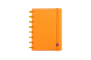 CADERNO POP DISC BUBBLE NEON MEDIO COR:LARANJA NEON